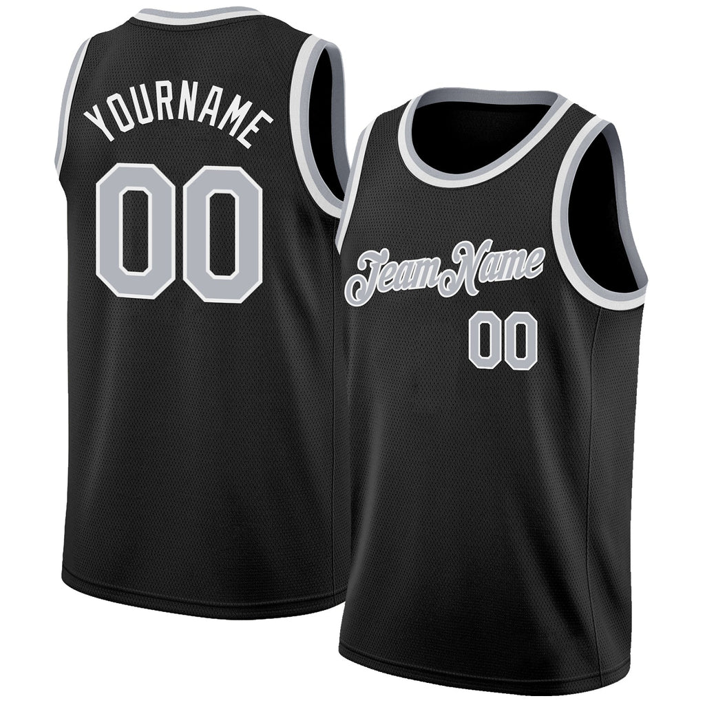 Custom Black Gray-White Authentic Basketball Jersey