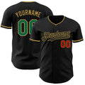 Custom Black Kelly Green Old Gold-Red Authentic Baseball Jersey