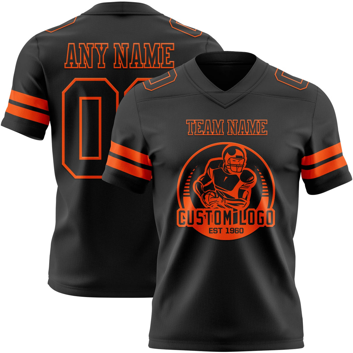 Custom Black Orange Authentic Football Jersey