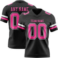 Custom Black Pink-White Authentic Football Jersey