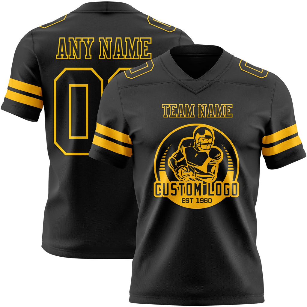 Custom Black Gold Authentic Football Jersey