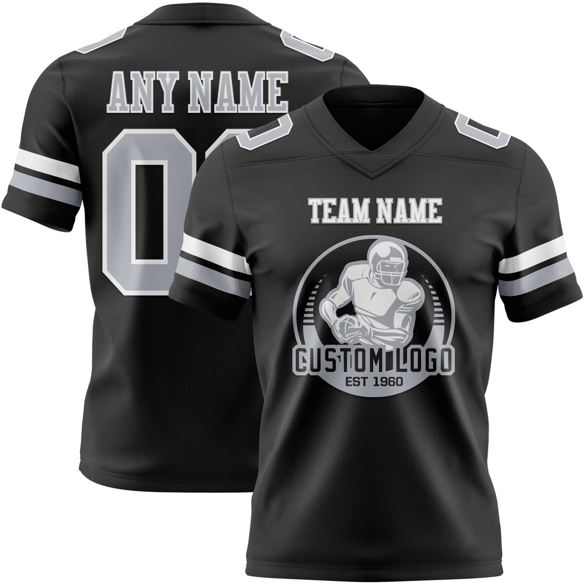 Custom Black Gray-White Authentic Football Jersey