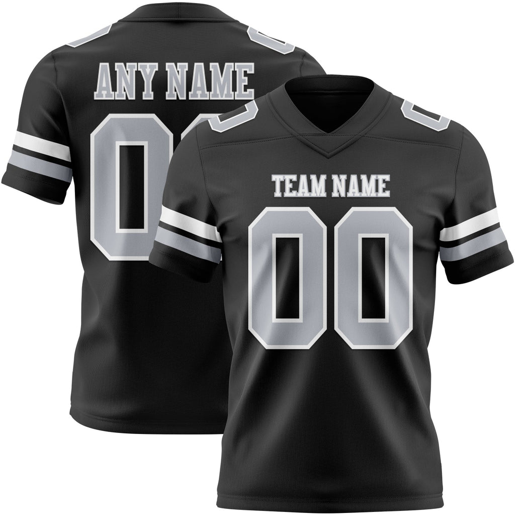 Custom Black Gray-White Authentic Football Jersey