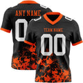 Custom Black White-Orange 3D Pattern Splash Authentic Football Jersey