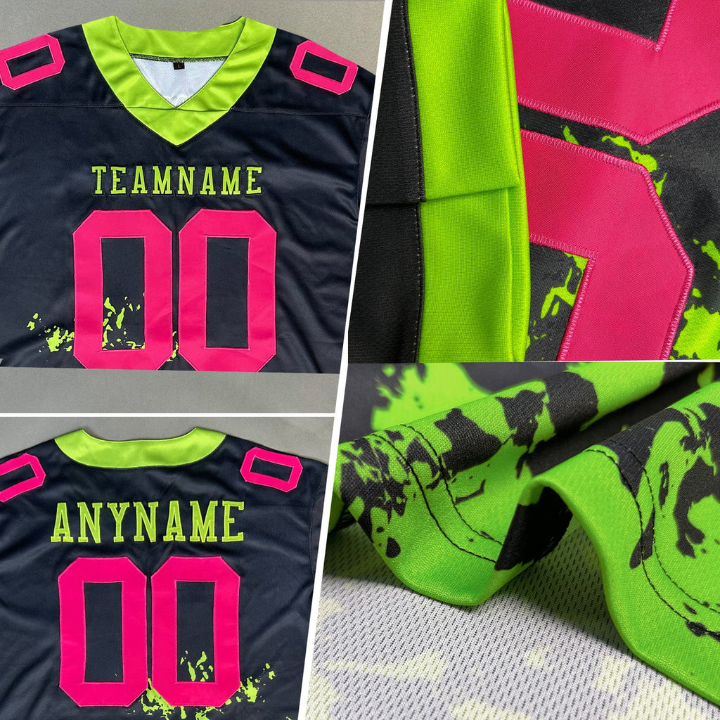 Custom Black Red-Yellow 3D Pattern Splash Authentic Football Jersey
