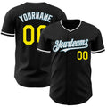 Custom Black Light Yellow Shadow Blue-White Authentic Baseball Jersey