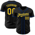Custom Black Yellow-Royal Authentic Baseball Jersey