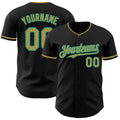 Custom Black Old Gold-Aqua Authentic Baseball Jersey