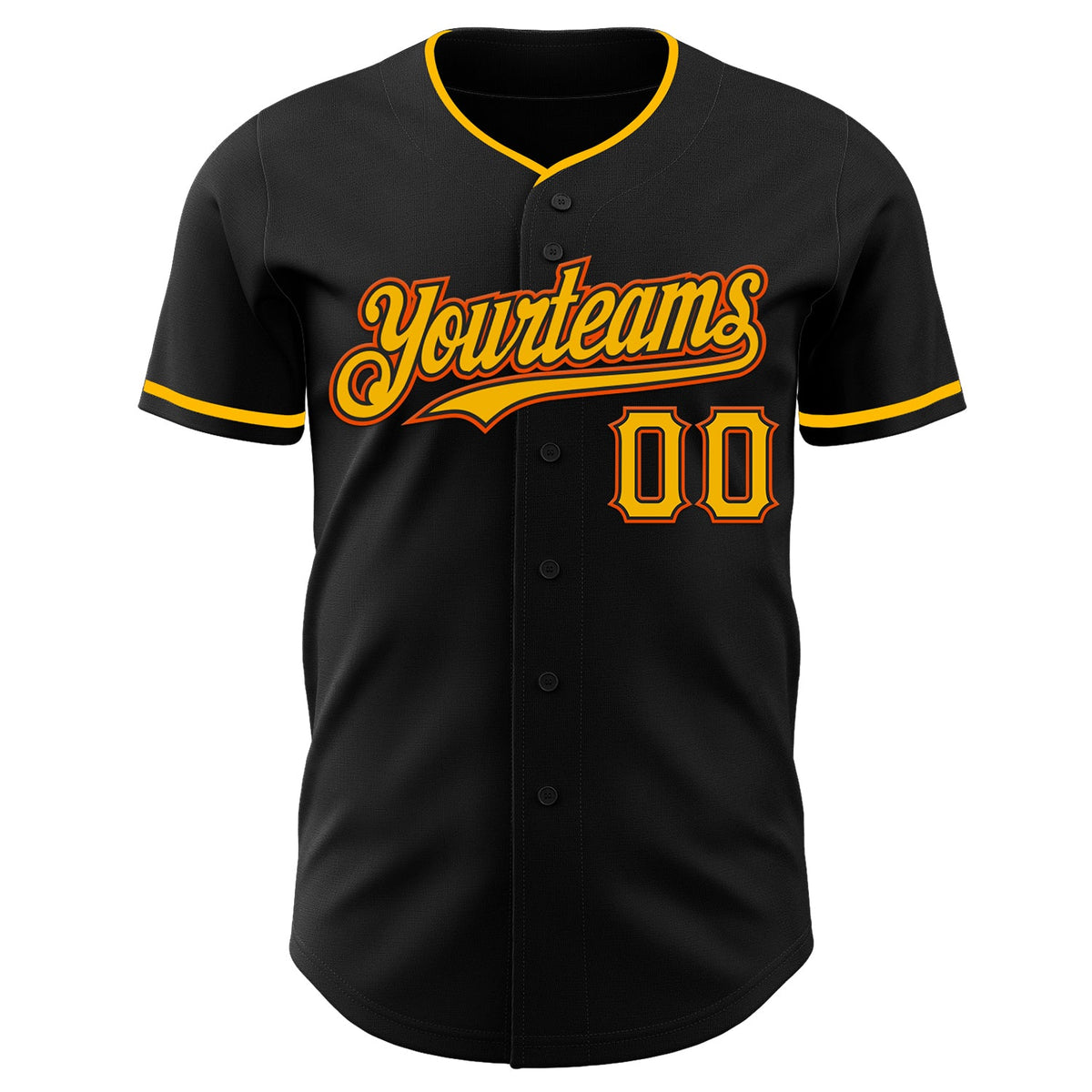 Custom Black Gold-Orange Authentic Baseball Jersey