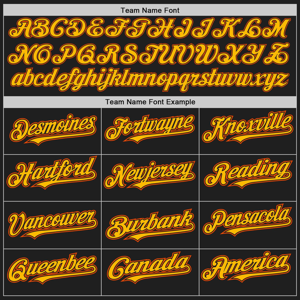 Custom Black Gold-Orange Authentic Baseball Jersey