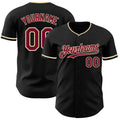Custom Black Maroon-Cream Authentic Baseball Jersey