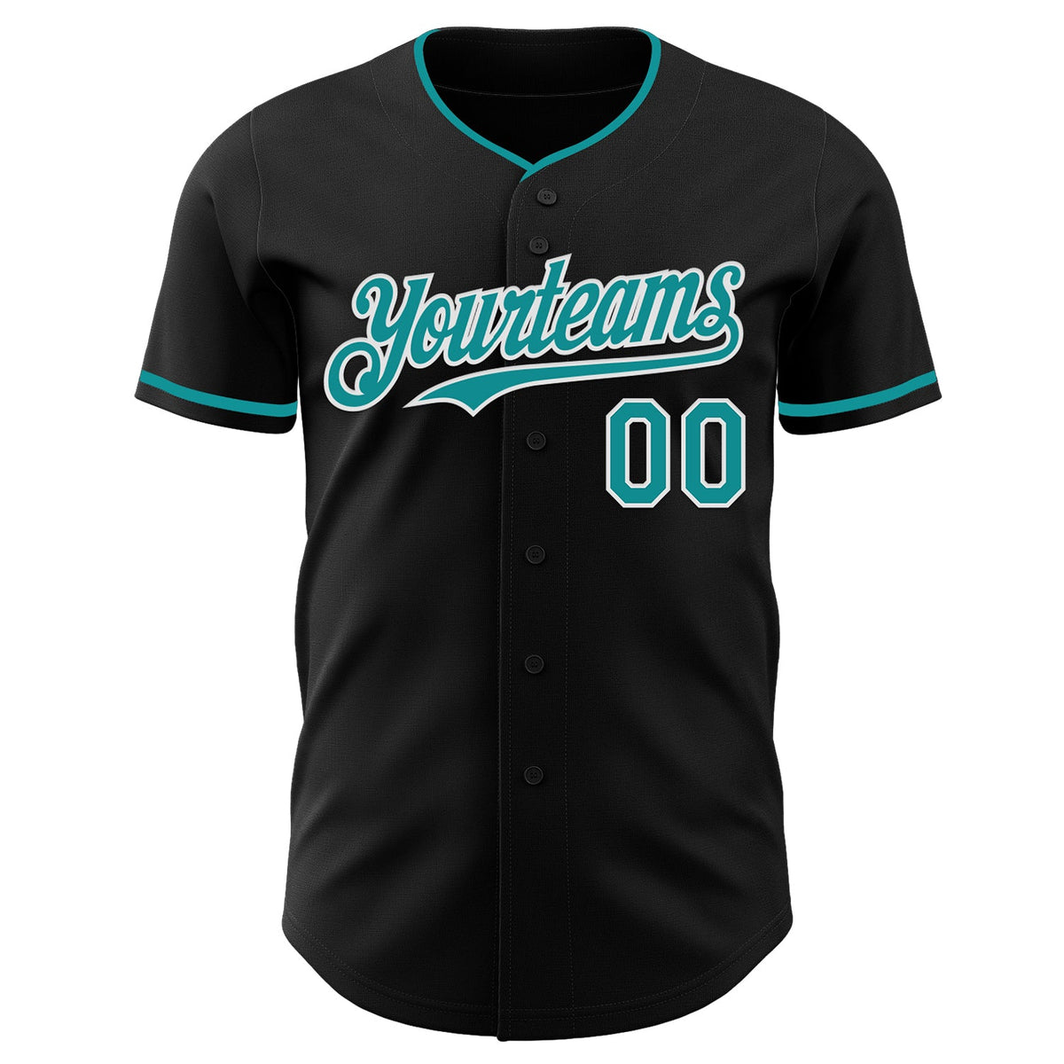 Custom Black Teal-White Authentic Baseball Jersey