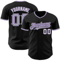 Custom Black Gray Purple-White Authentic Baseball Jersey