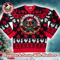 Blackberry Smoke Lightning Rooster Logo Holiday Theme Santa Hat Knitted Ugly Christmas Sweater