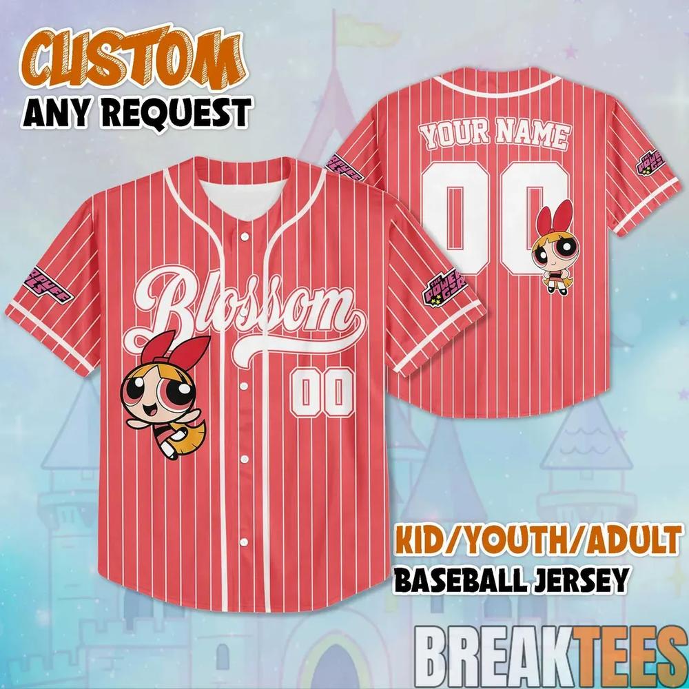 Blossom The Powerpuff Girls Baseball Jersey V2