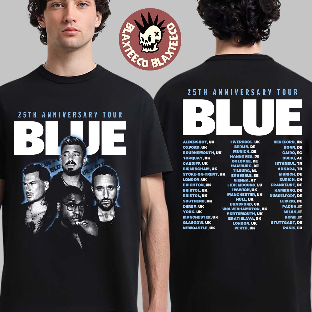 Blue 25th Anniversary 2026 Tour UK And EU Merch Photo T-Shirt