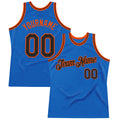 Custom Blue Black-Orange Authentic Throwback Basketball Jersey