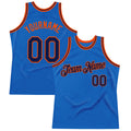Custom Blue Navy-Orange Authentic Throwback Basketball Jersey