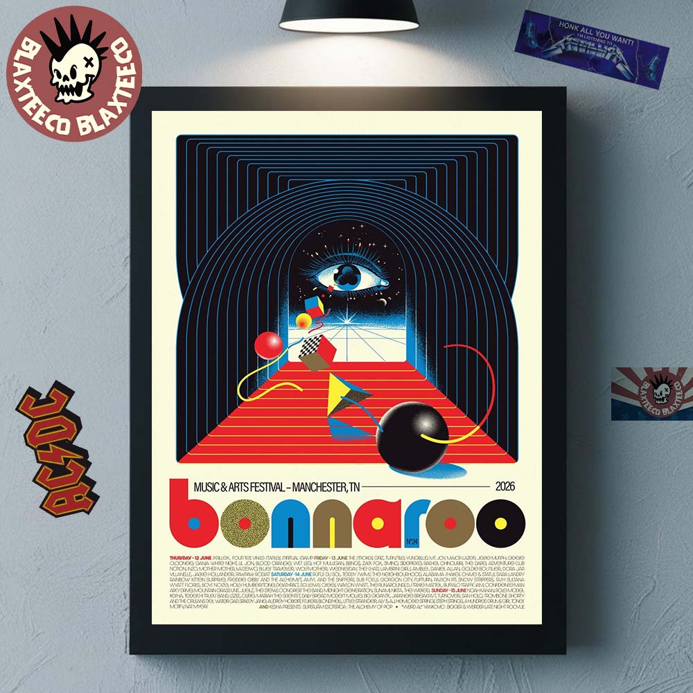 Bonnaroo Music And Arts Festival 2026 Official Merch Commemorative Poster In Manchester Tennessee From June 11 To 14 2026 By Sandro Rybak Poster Canvas