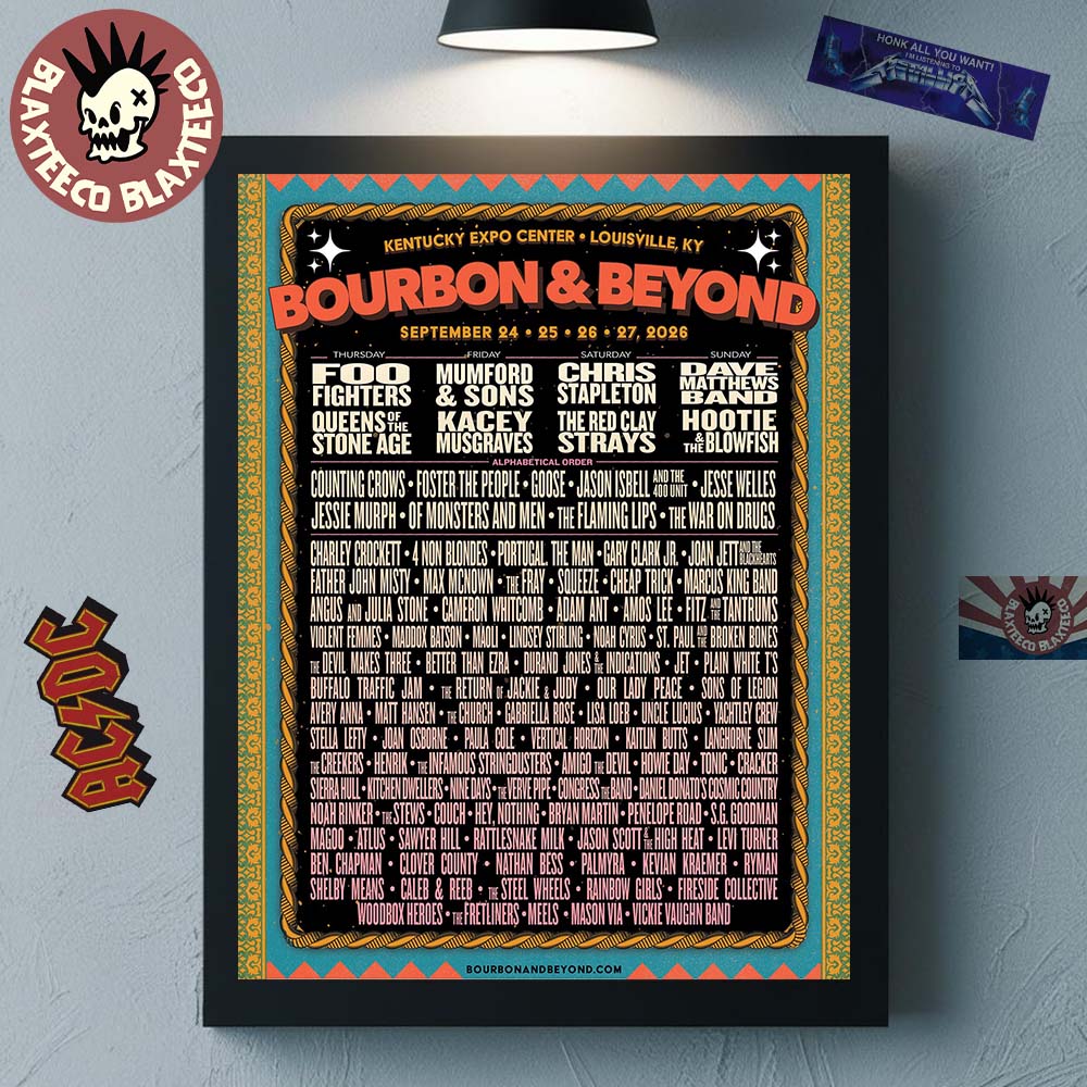 Bourbon And Beyond 2026 Festival Full Lineup In Louisville Kentucky At Kentucky Expo Center On September 24 25 26 27 2026 Poster Canvas