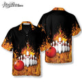 Bowling Flame Ball And Pins Hawaiian Shirt