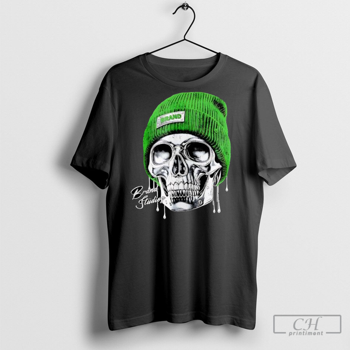 Brand Studios Skull Wearing Beanie Streetwear Shirt Tee