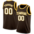 Custom Brown White-Gold Authentic Basketball Jersey