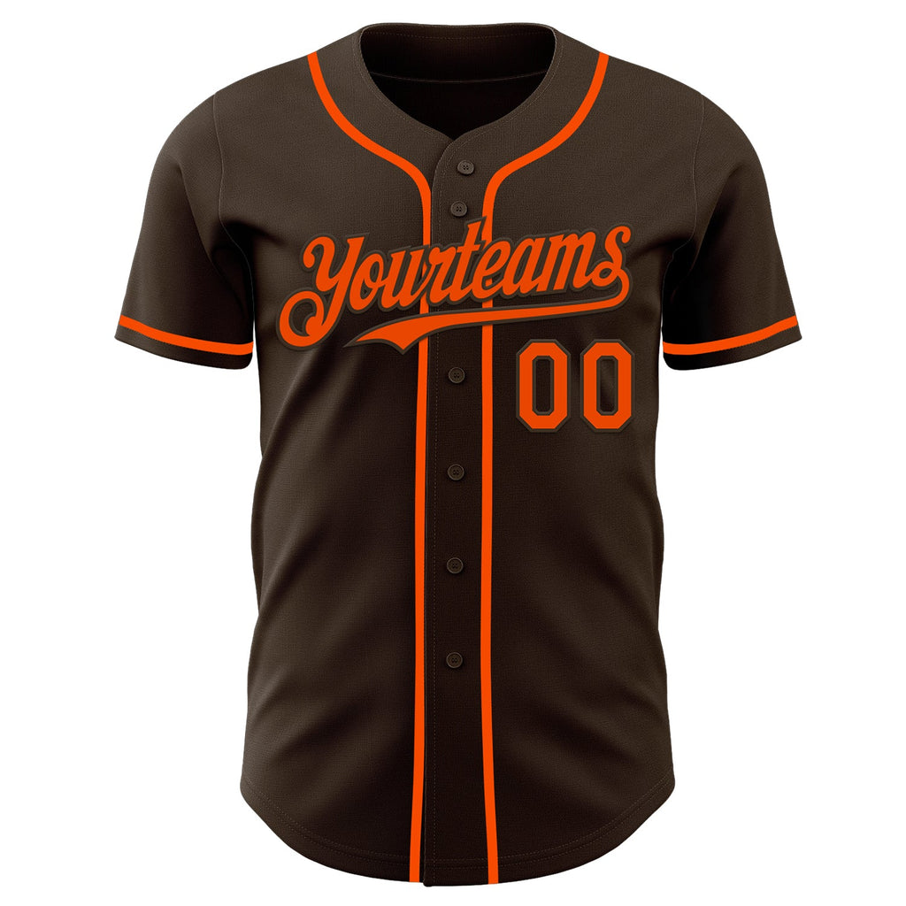 Custom Brown Orange Authentic Baseball Jersey