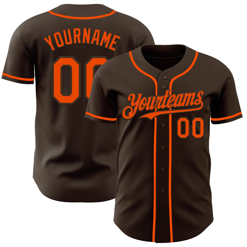 Custom Brown Orange Authentic Baseball Jersey