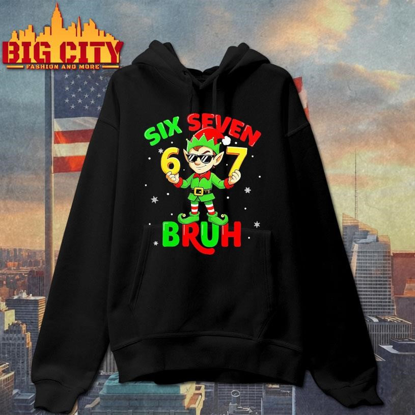 Bruh 67 Six Seven 6 7 Meme Elf Christmas Shirt