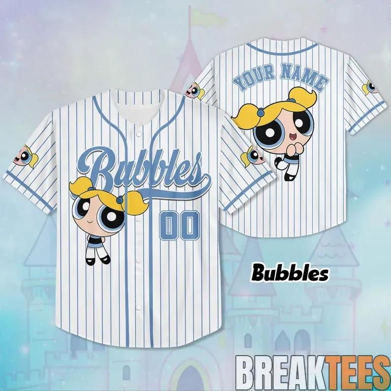 Bubbles The Powerpuff Girls Baseball Jersey Kid & Adults