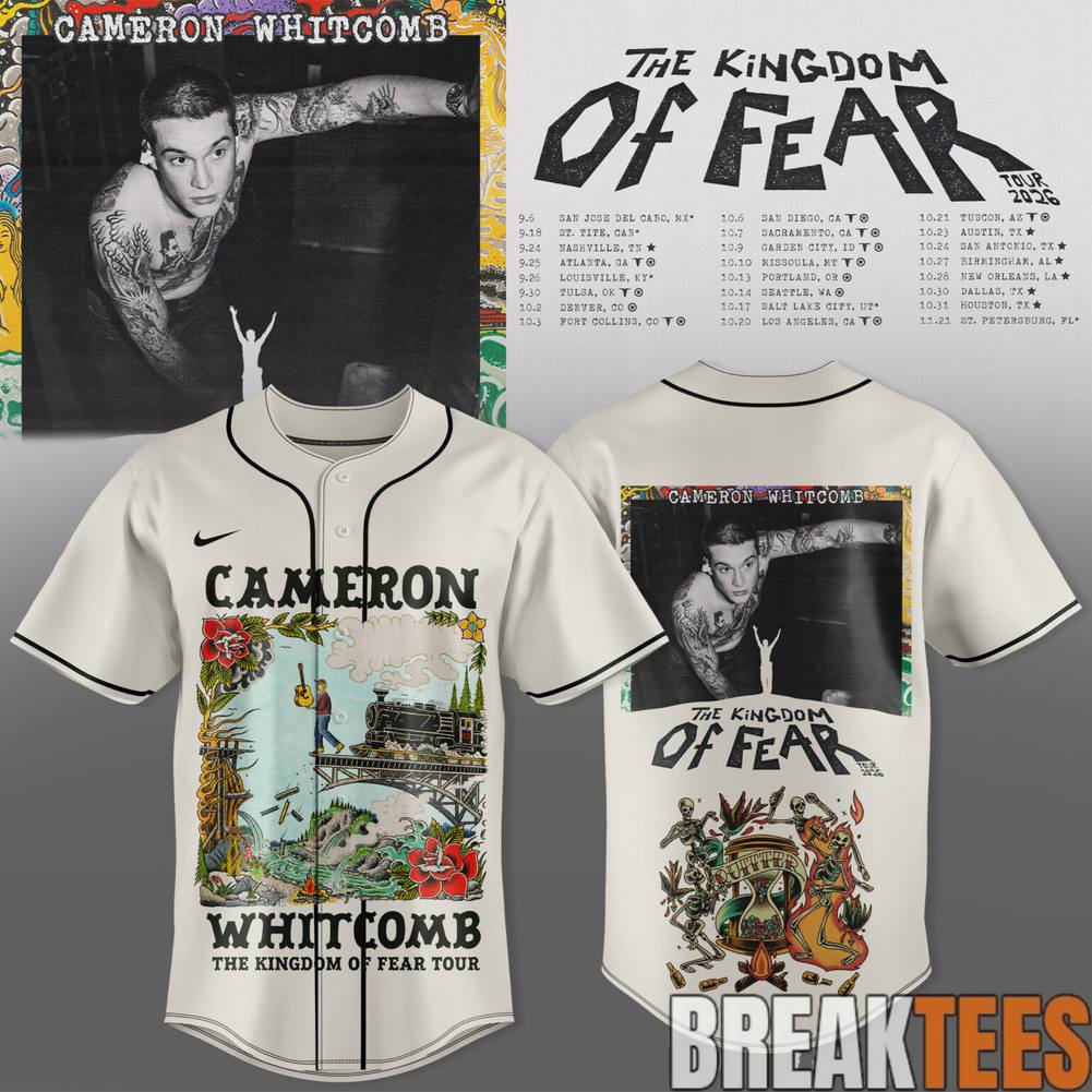Cameron Whitcomb The Kingdom of Fear Tour 2026 Baseball Jersey