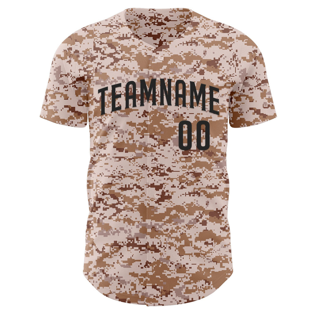 Custom Camo Black Authentic Salute To Service Baseball Jersey