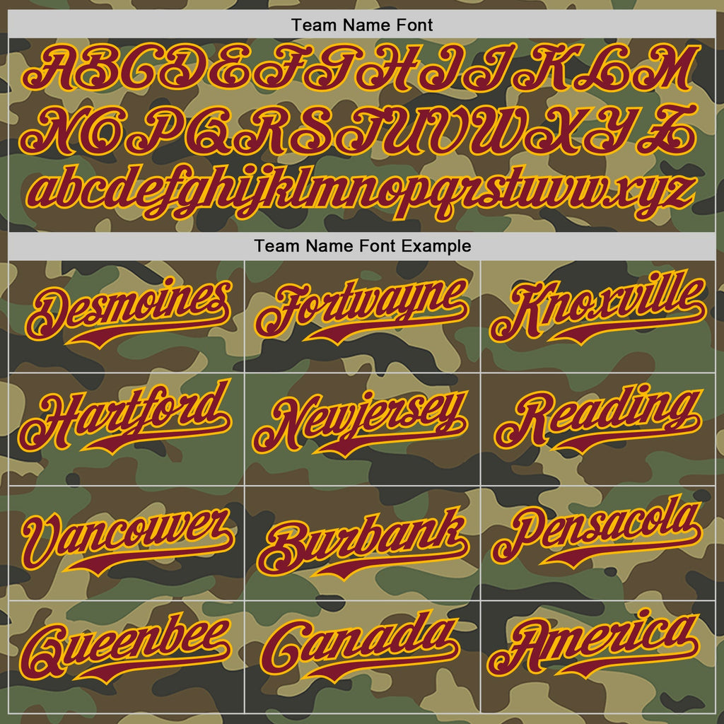 Custom Camo Crimson-Gold Authentic Salute To Service Baseball Jersey