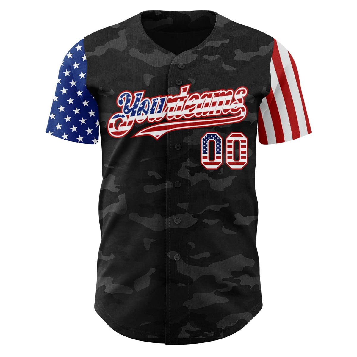 Custom Camo USA Flag White-Red 3D Authentic Salute To Service Baseball Jersey