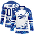 Custom Camo Royal-White Splash Hockey Lace Neck Jersey