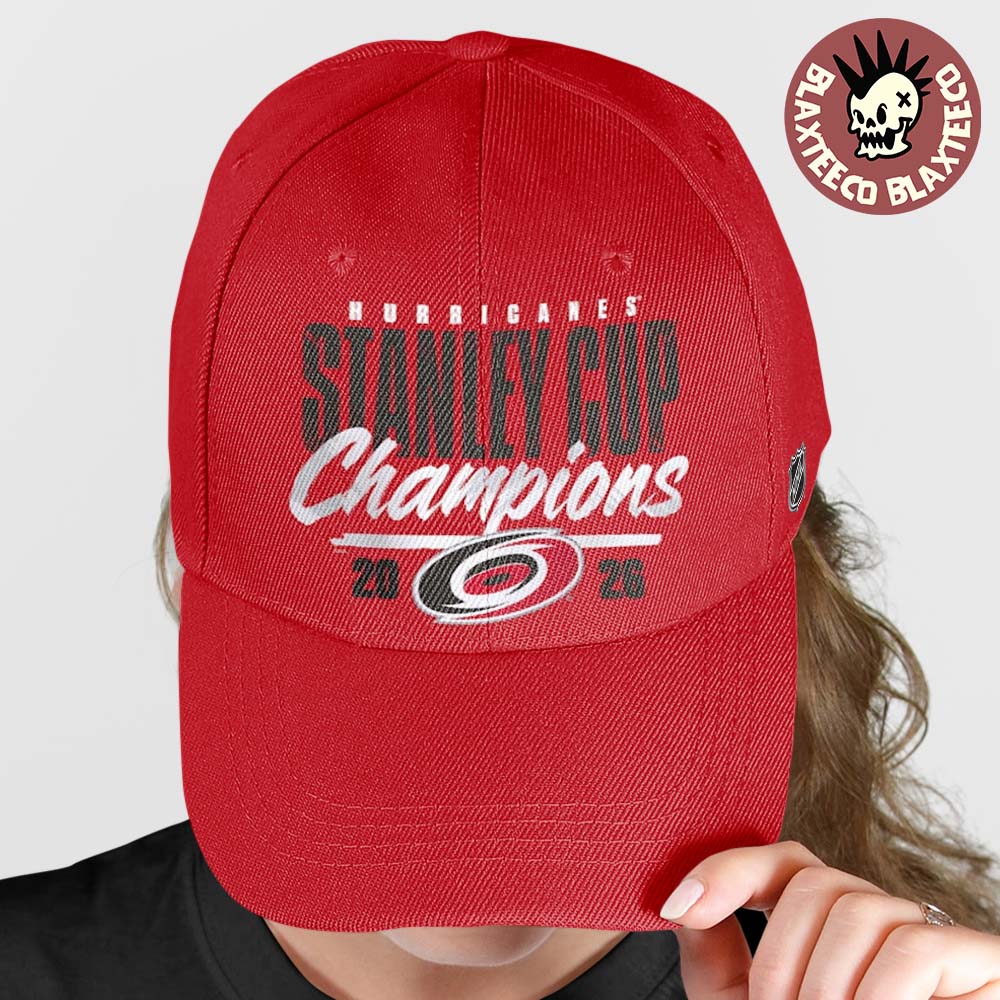 Carolina Hurricanes Red 2026 Stanley Cup Champions Logo Red Cap Hat Snapback