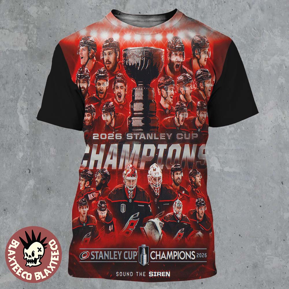 Celebrate Carolina Hurricanes 2026 NHL Stanley Cup Champions Sound The Siren All Over Print Shirt