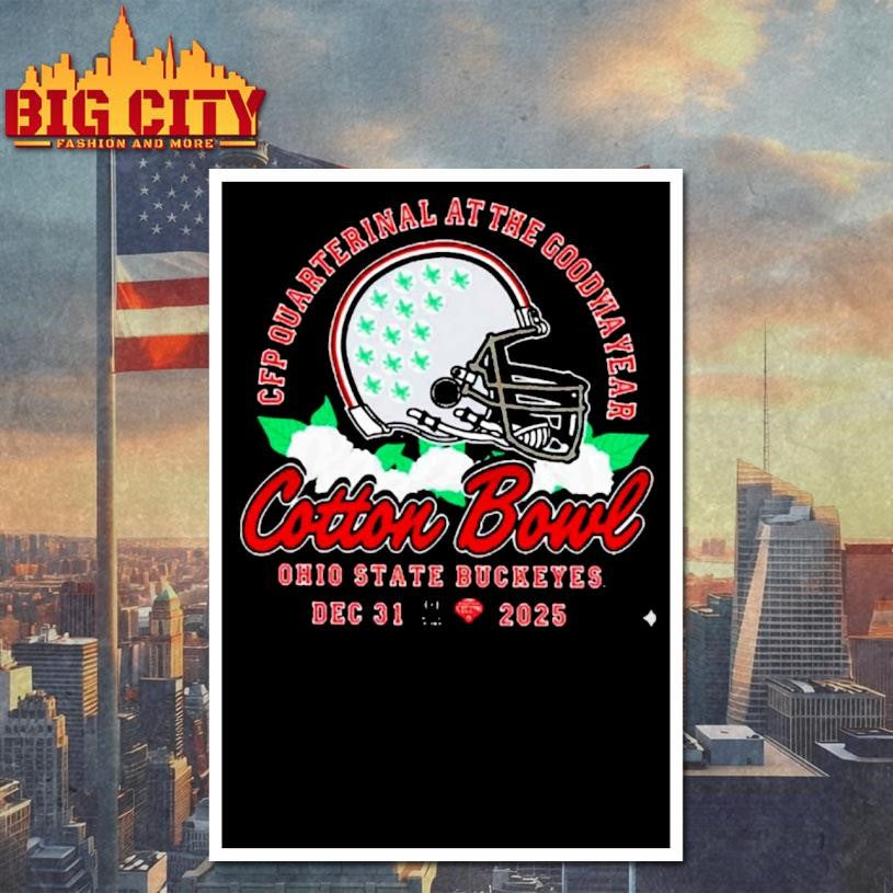 Cfp Quarterfinal At The Goodyear Cotton Bowl Bound Ohio State Buckeyes December 31 2025 Helmet Shirt