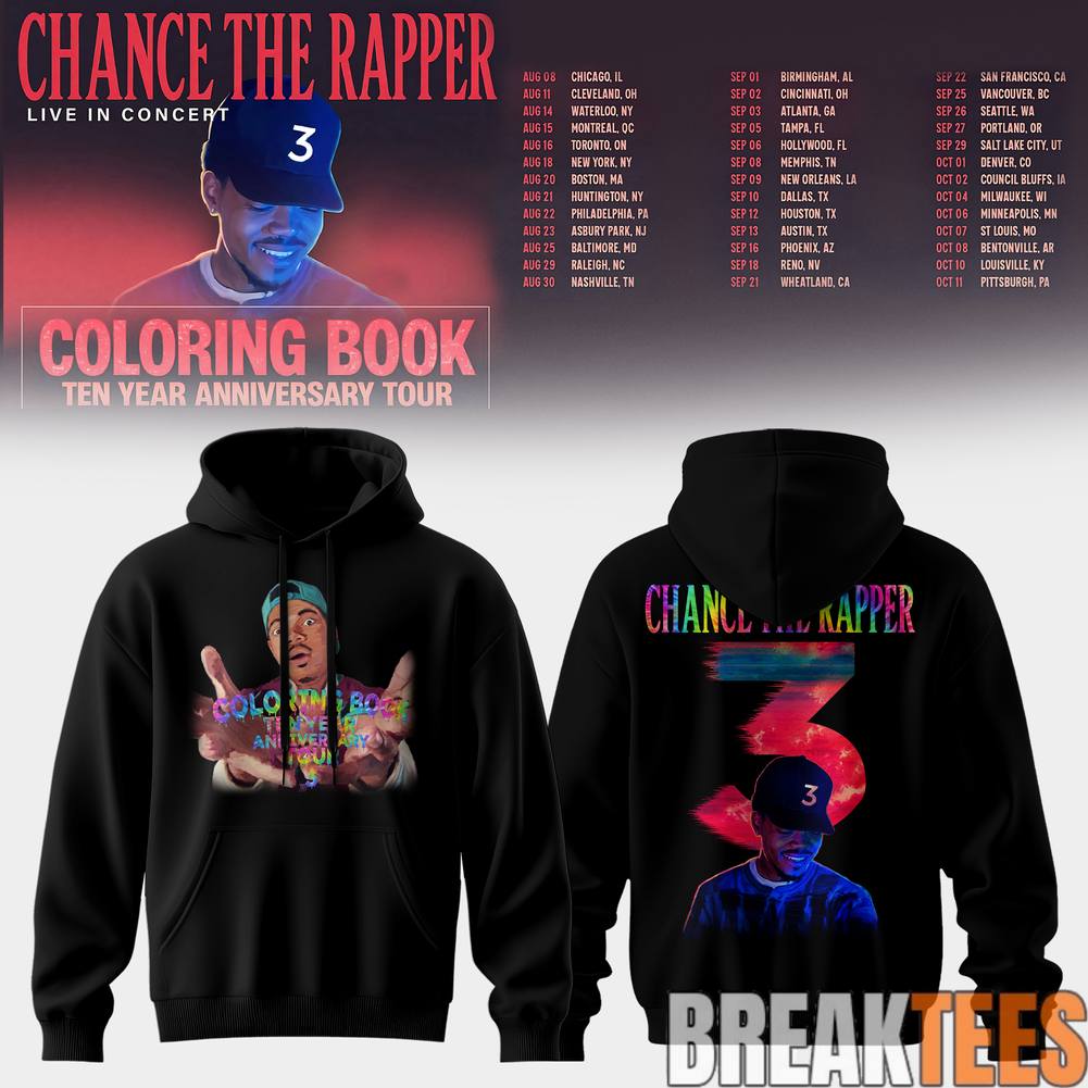 Chance The Rapper Coloring Book 10 Year Anniversary Tour Hoodie