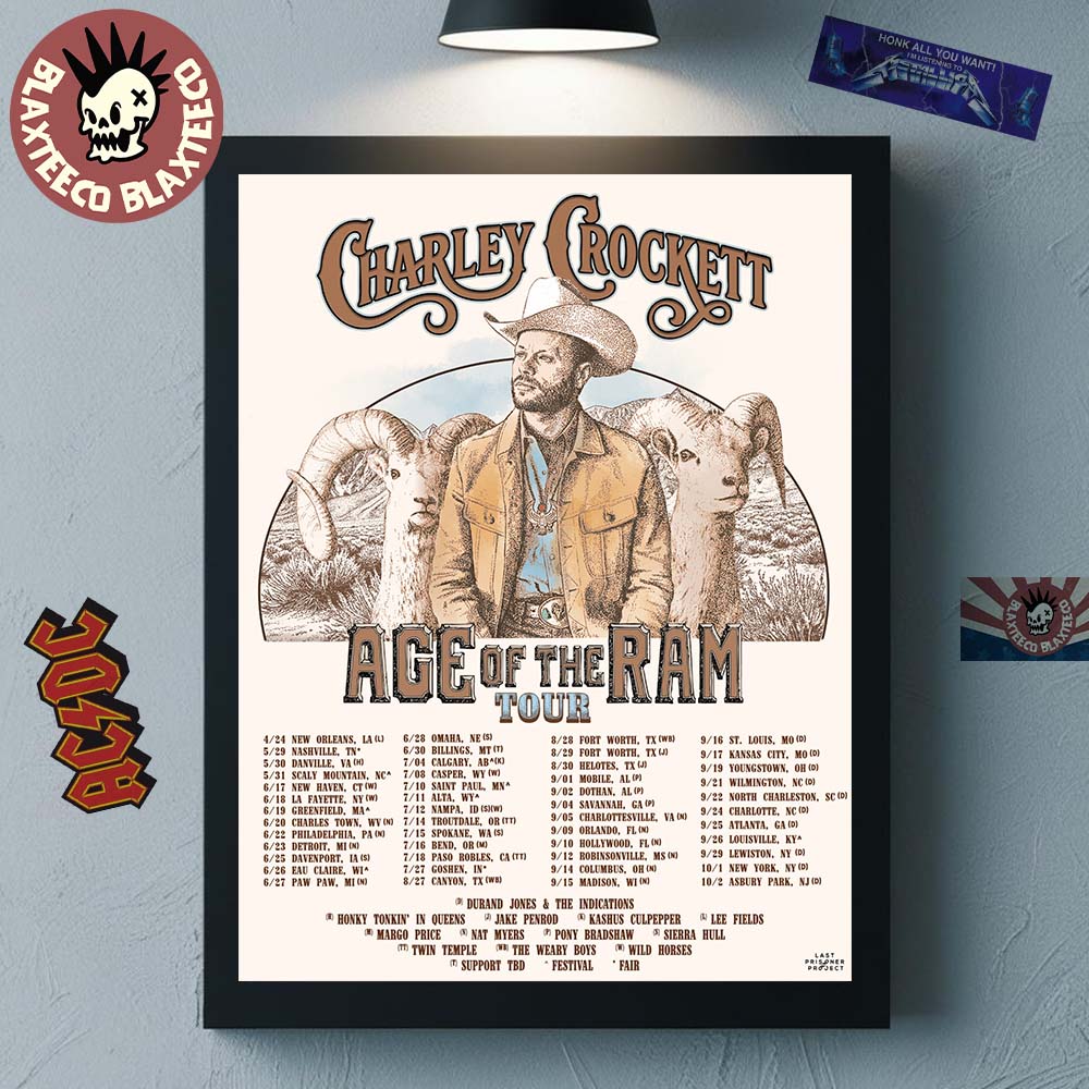 Charley Crockett Age Of The Ram Tour 2026 North America Schedule Dates Home Decor Poster Canvas