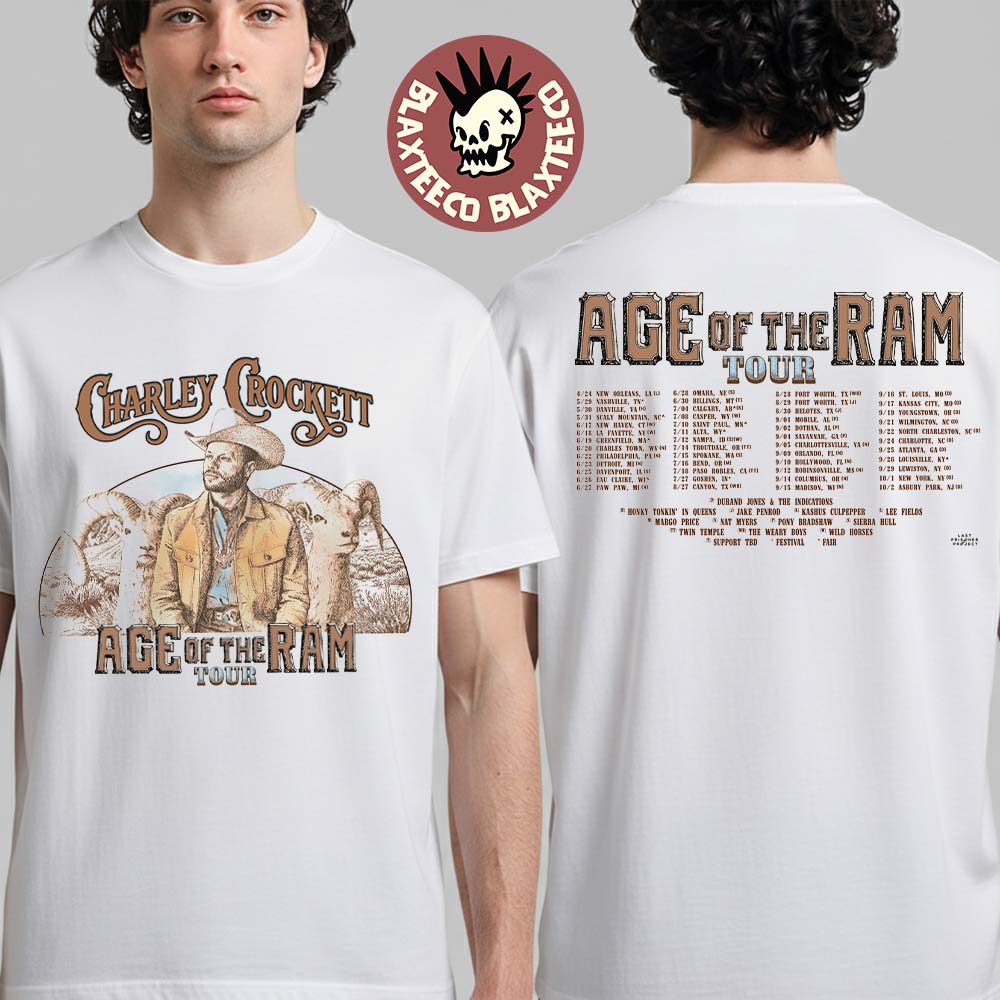 Charley Crockett Age Of The Ram Tour 2026 North America Schedule Dates Two Sided T-Shirt