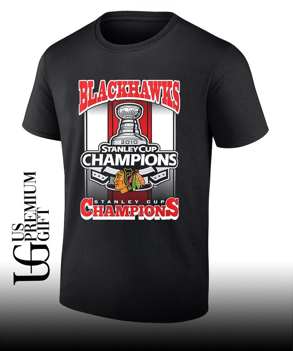Chicago Blackhawks NHL Stanley Cup Champions 2010 trophy graphic shirt