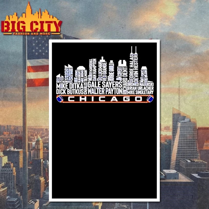 Chicago Football All Time Legends Chicago City Skyline shirt