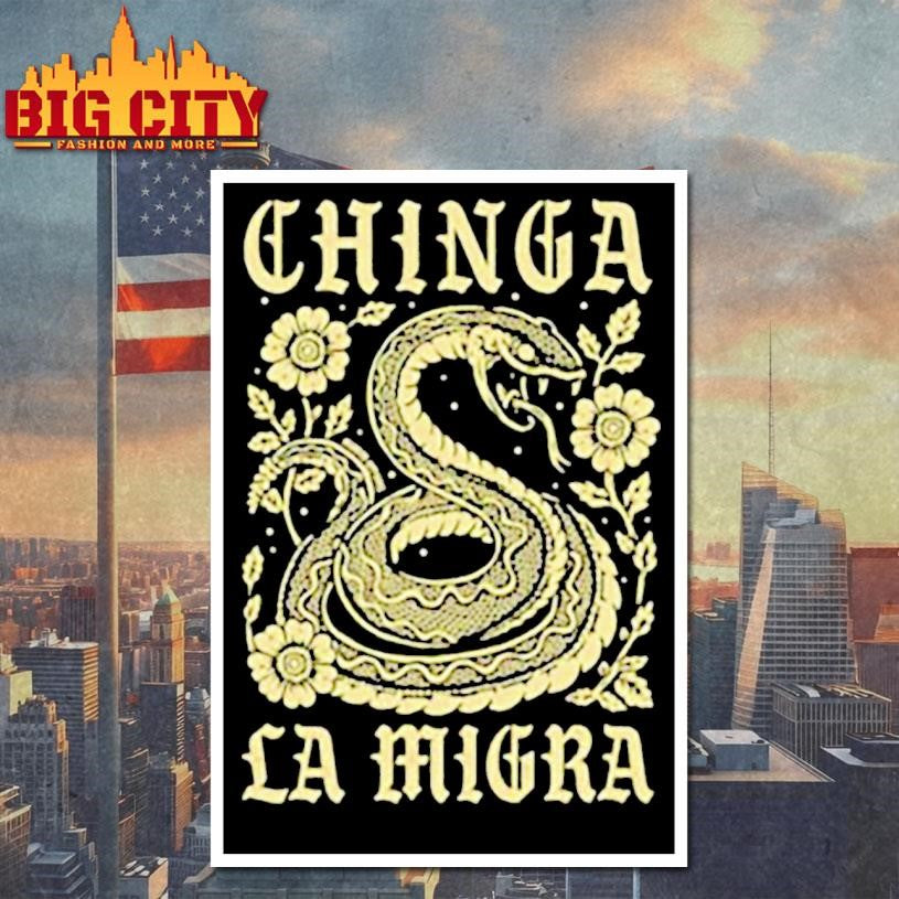 Chinga La Migra Snake graphic shirt