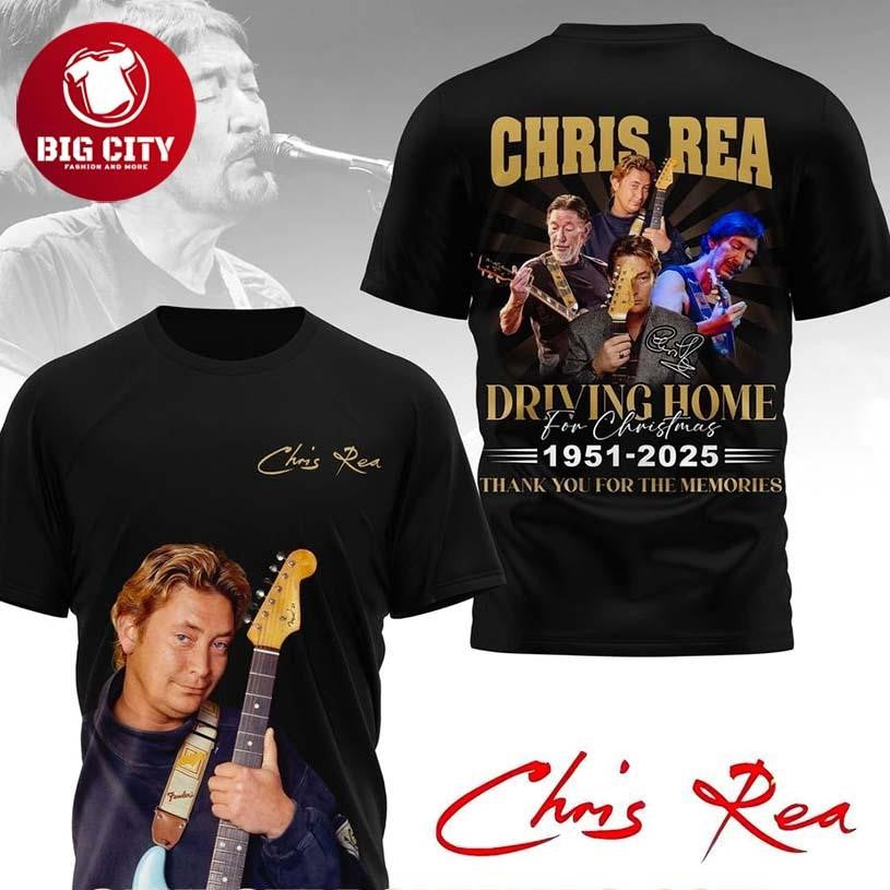 Chris Rea Driving Home For Christmas 1951-2025 Thank You For The Memories Two Sided Shirt