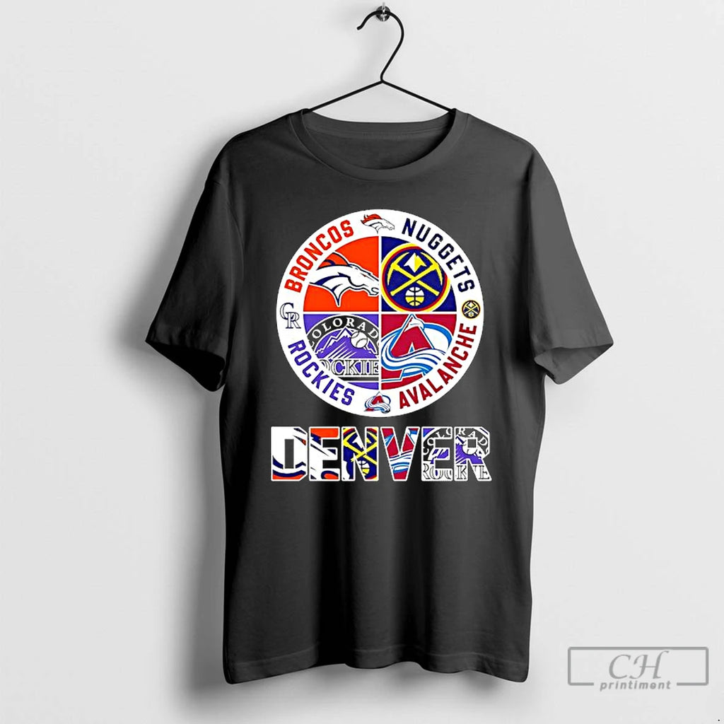 Classic Denver Teams Based Broncos X Nuggets X Rockies X Avalanche Major T Shirts Sweater