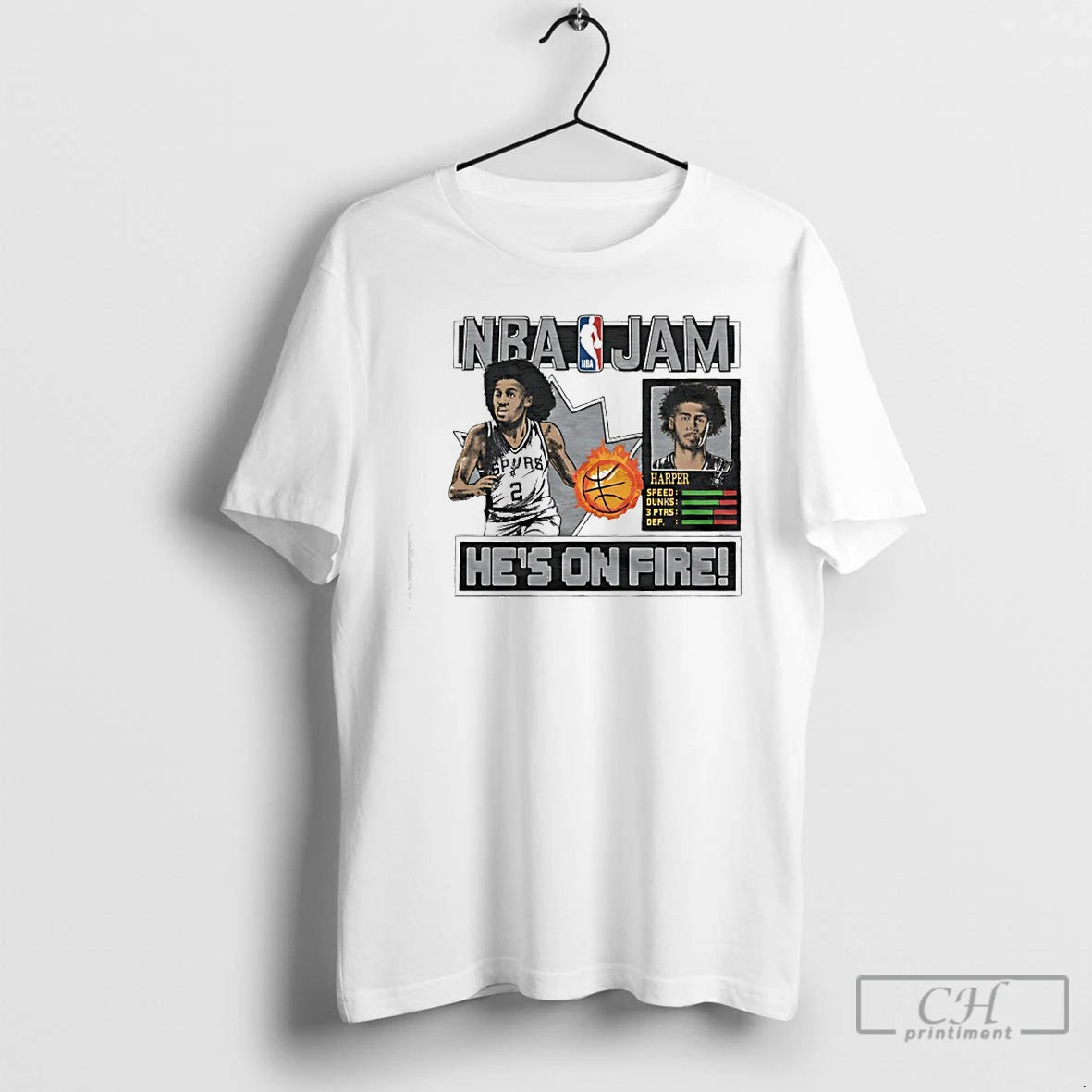 Classic Dylan Harper Nba Jam San Antonio Spurs Basketball Hes On Fire T Shirts Sweater