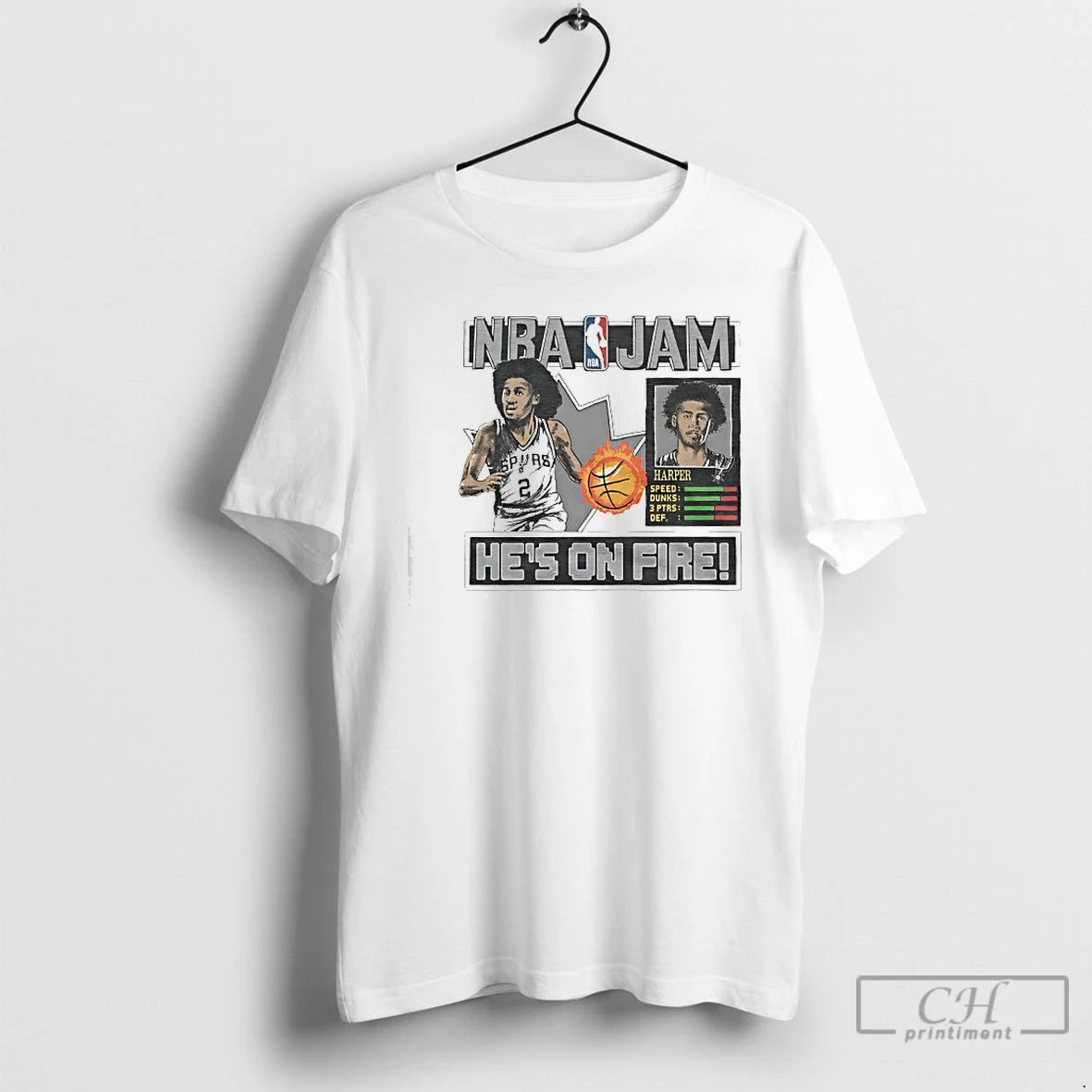 Classic Dylan Harper Nba Jam Hes On Fire San Antonio Spurs Basketball T Shirts Sweater