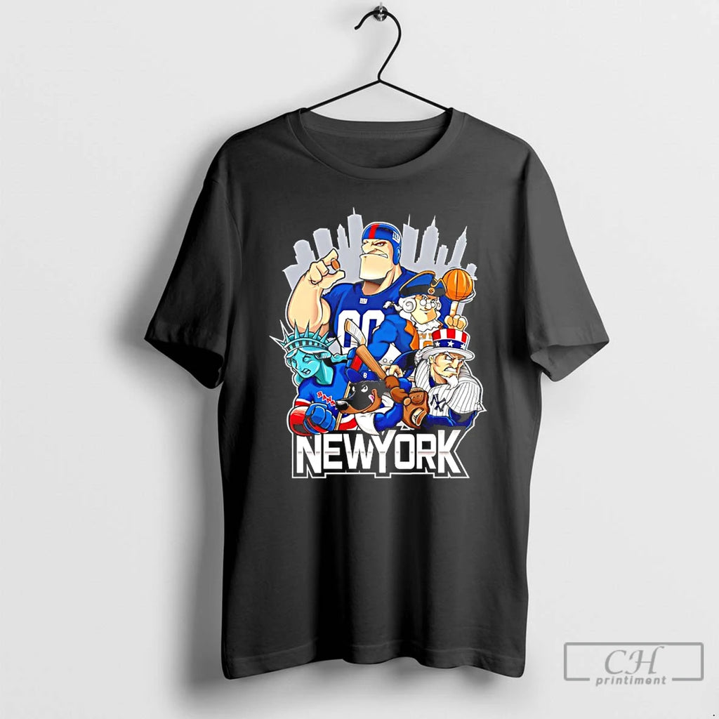 Classic Giants Yankees Rangers Dodgers And Mets New York City Skyline Mascot T Shirts Sweater